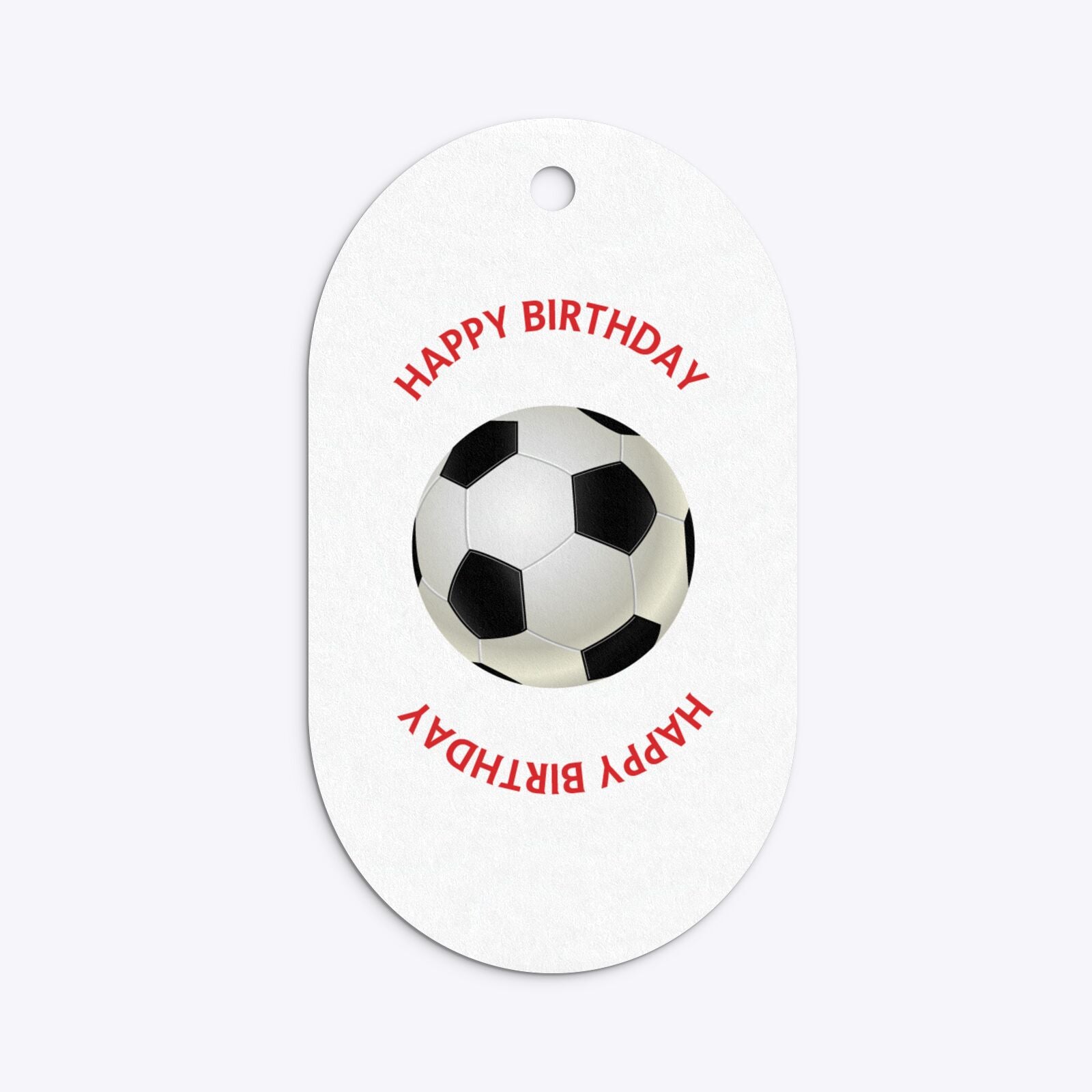 Red and Black Stripes Personalised Football Shirt Flat Edge Oval Gift Tag Back