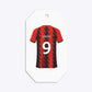 Red and Black Stripes Personalised Football Shirt Gem Glitter Gift Tag