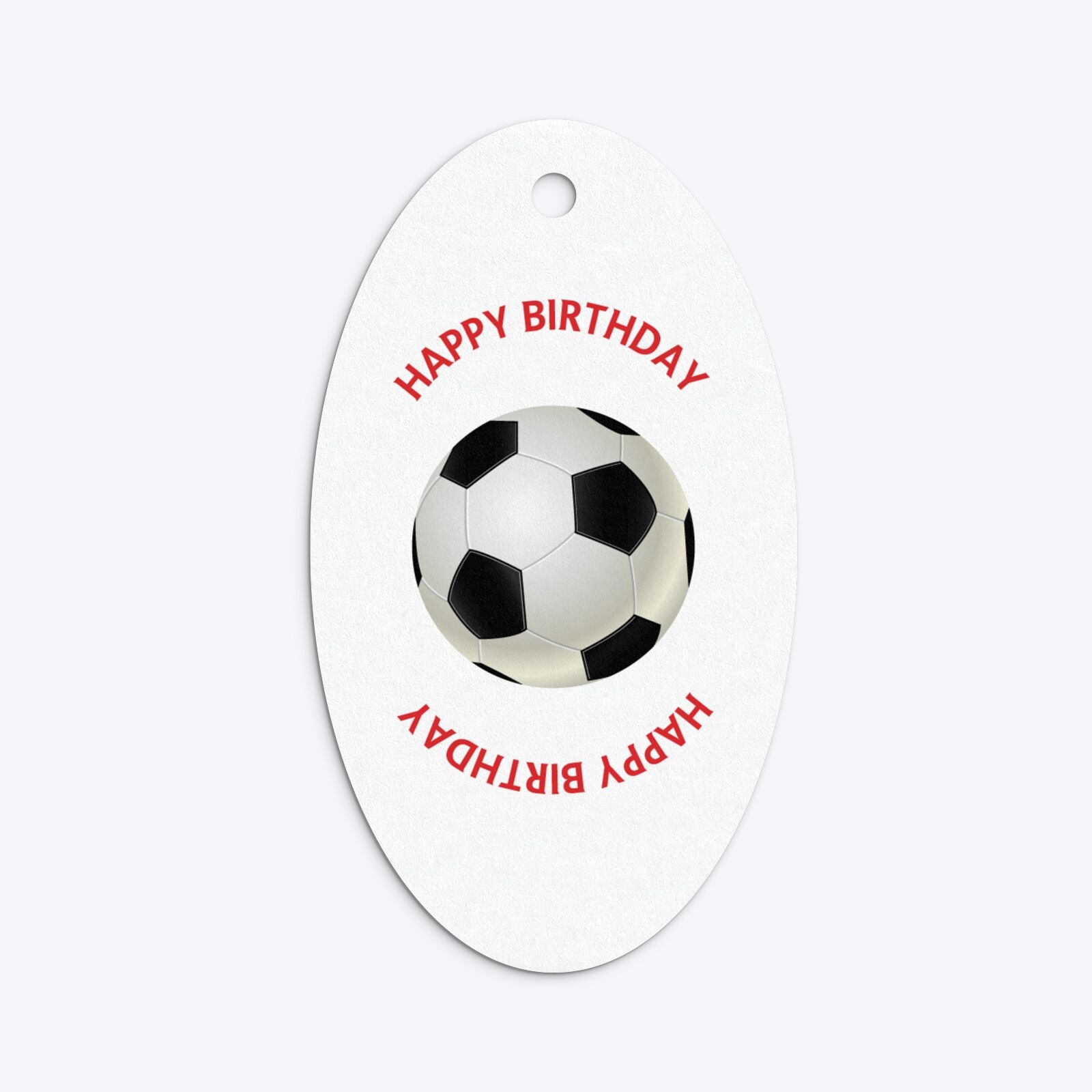 Red and Black Stripes Personalised Football Shirt Oval Gift Tag Back