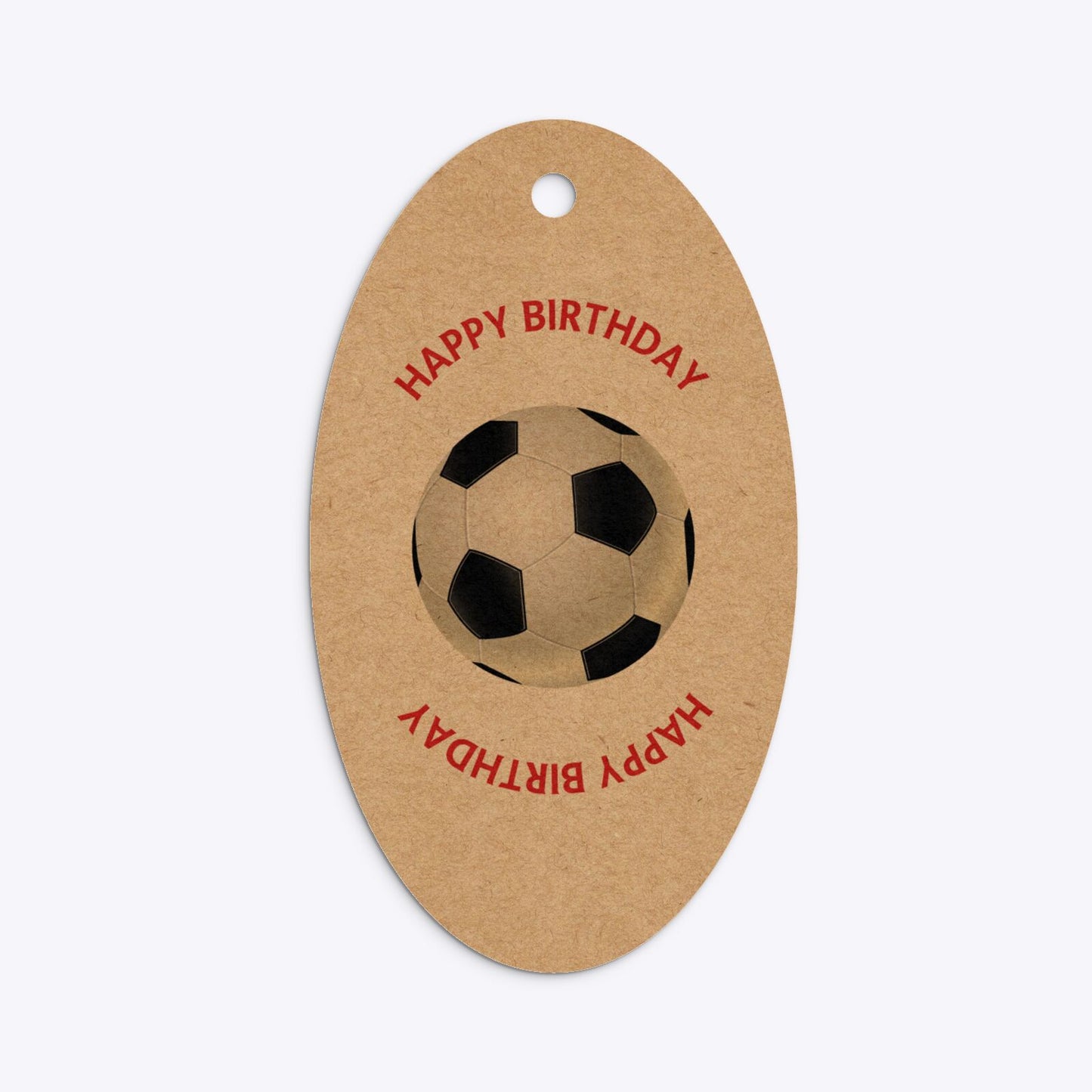 Red and Black Stripes Personalised Football Shirt Oval Kraft Gift Tag Back