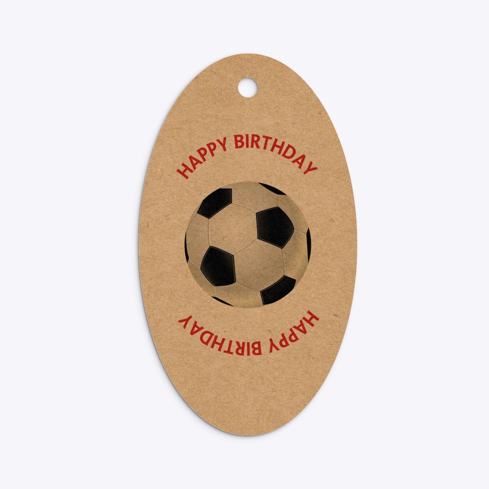 Red and Black Stripes Personalised Football Shirt Oval Kraft Gift Tag Back