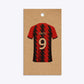 Red and Black Stripes Personalised Football Shirt Rectangle Kraft Gift Tag