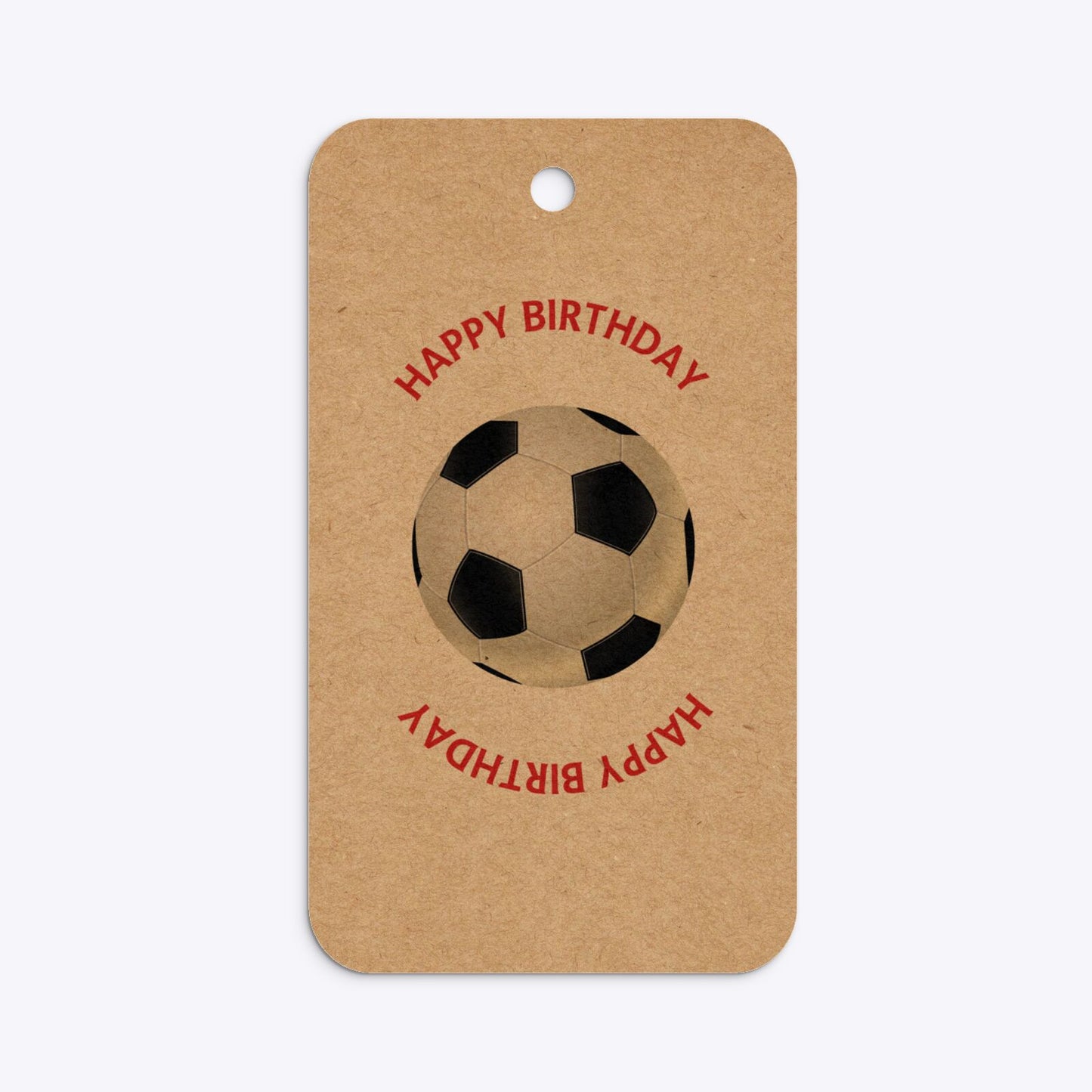 Red and Black Stripes Personalised Football Shirt Rounded Rectangle Kraft Gift Tag Back