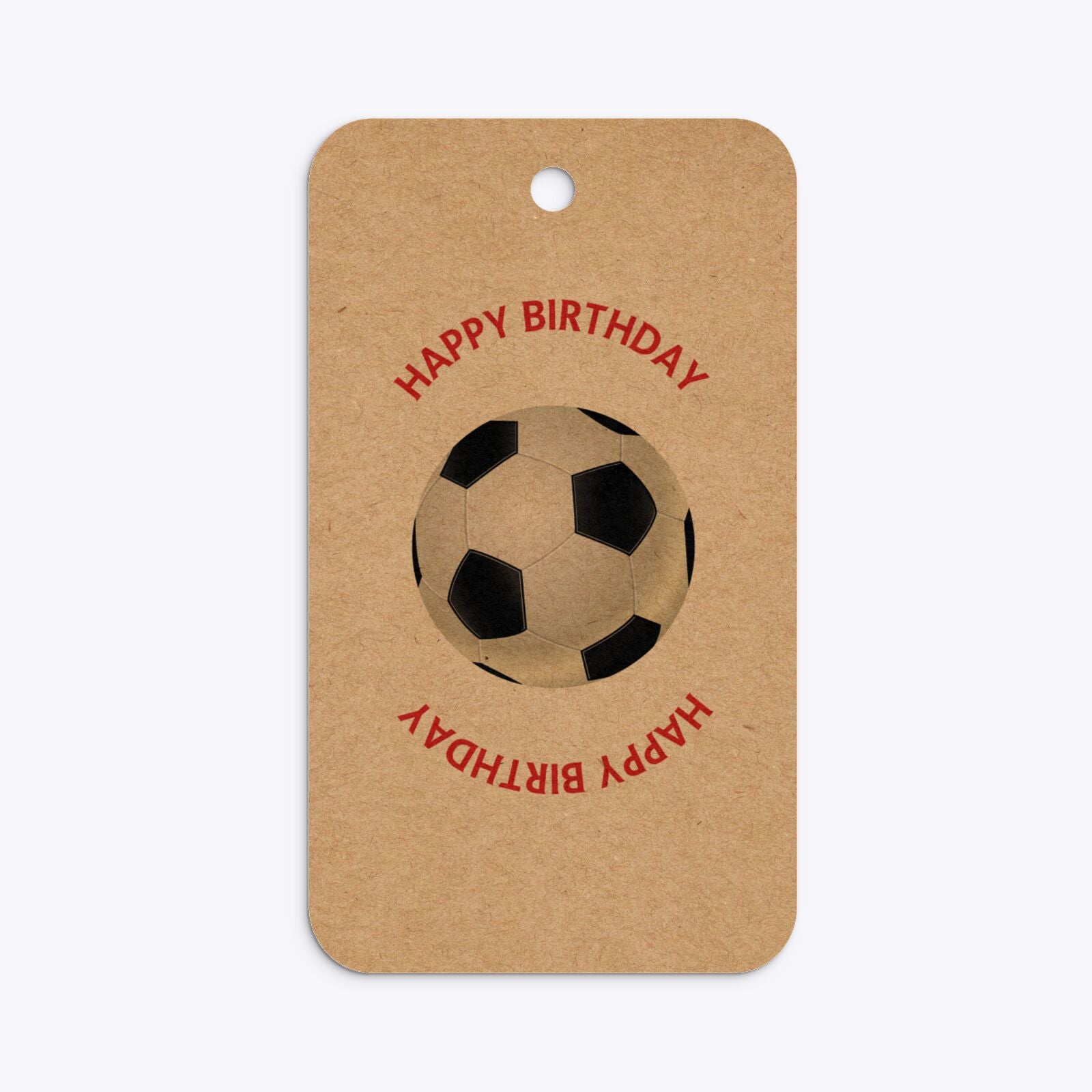 Red and Black Stripes Personalised Football Shirt Rounded Rectangle Kraft Gift Tag Back