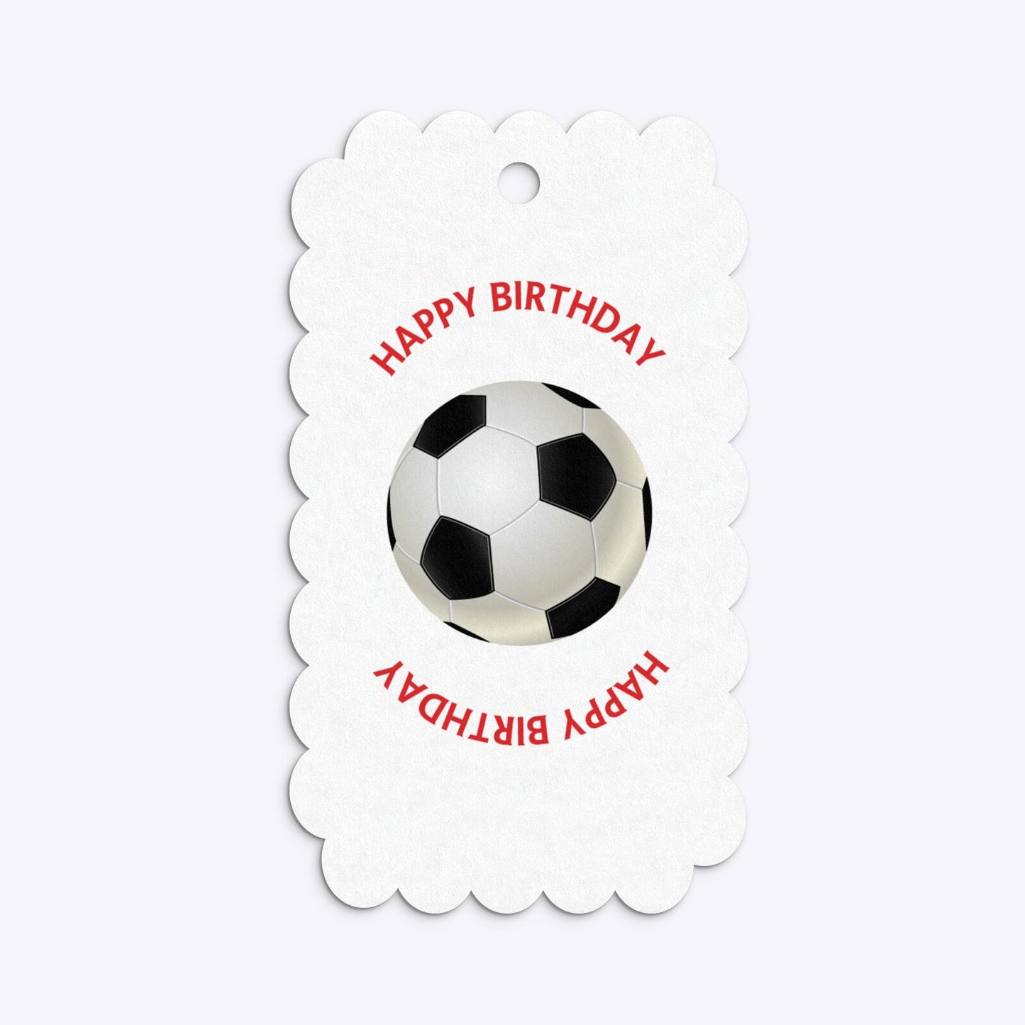 Red and Black Stripes Personalised Football Shirt Scalloped Gift Tag Back