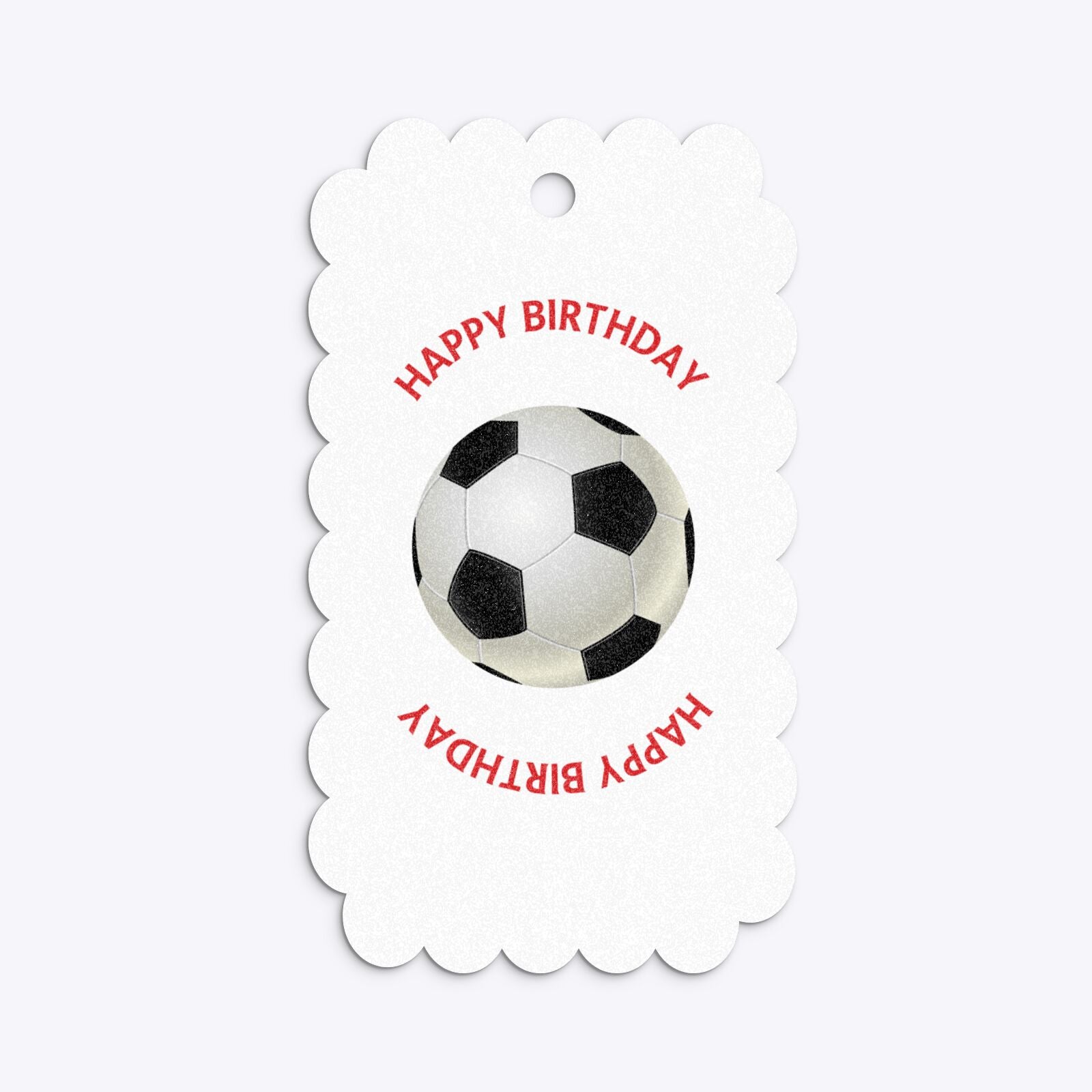 Red and Black Stripes Personalised Football Shirt Scalloped Glitter Gift Tag Back