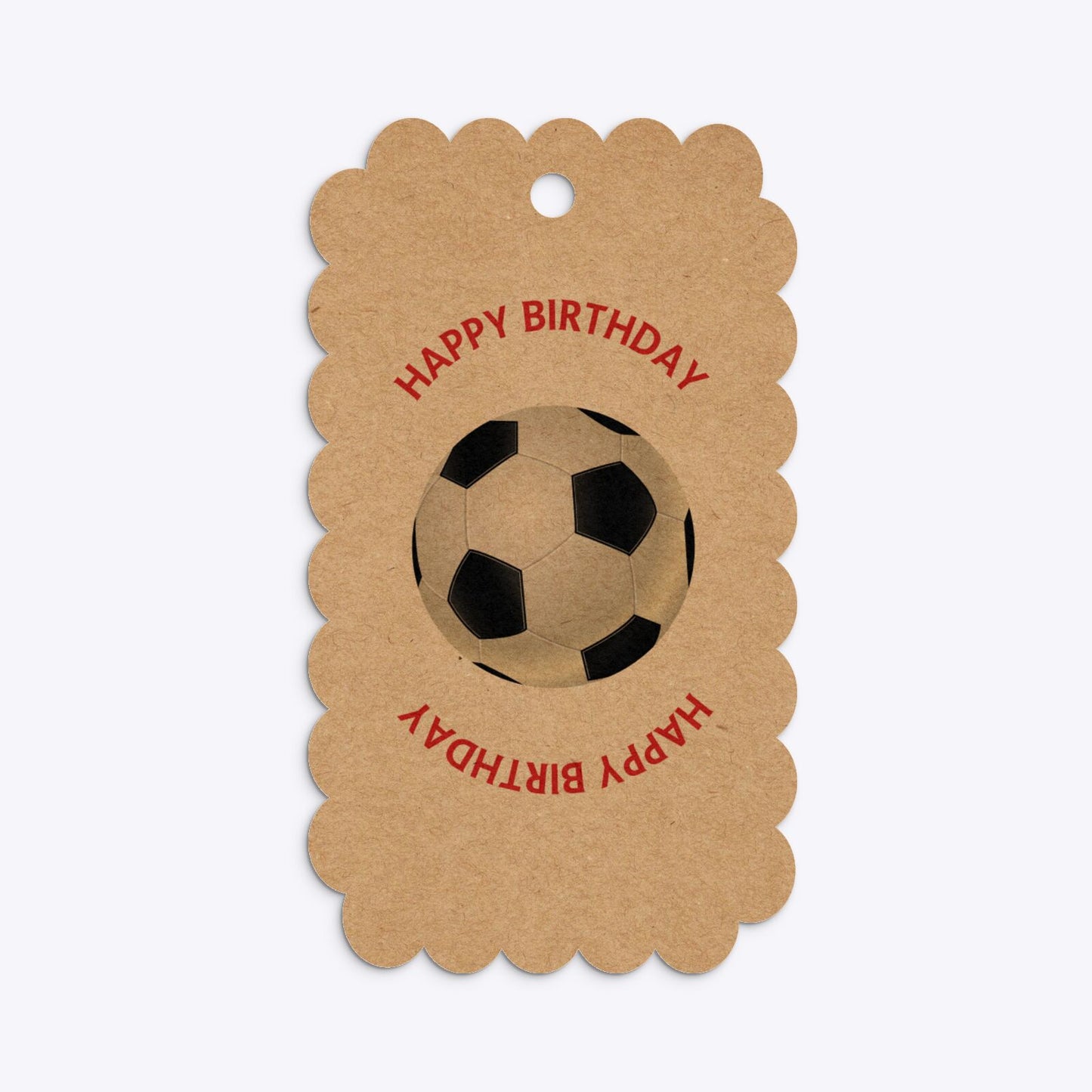 Red and Black Stripes Personalised Football Shirt Scalloped Kraft Gift Tag Back