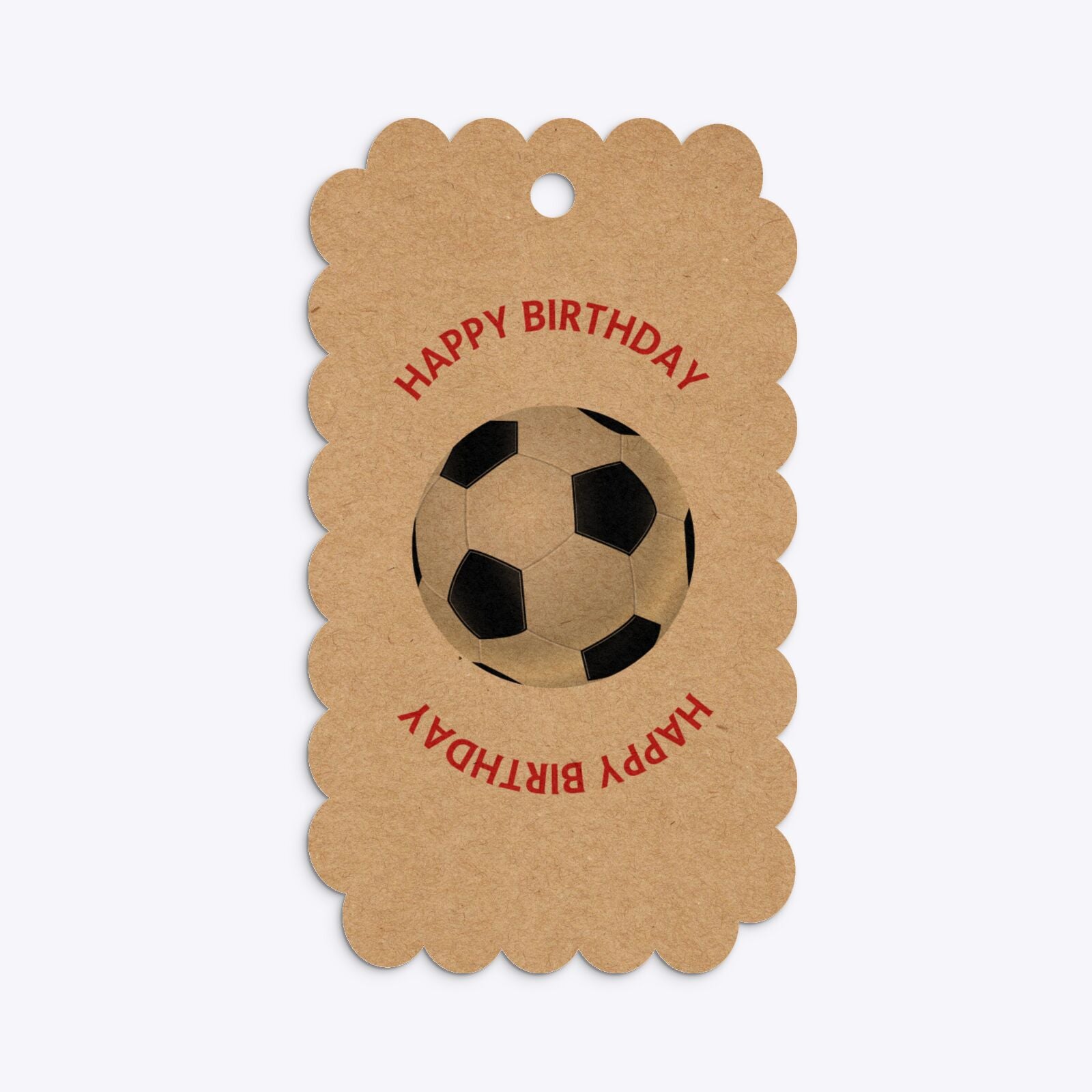 Red and Black Stripes Personalised Football Shirt Scalloped Kraft Gift Tag Back