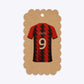 Red and Black Stripes Personalised Football Shirt Scalloped Kraft Gift Tag