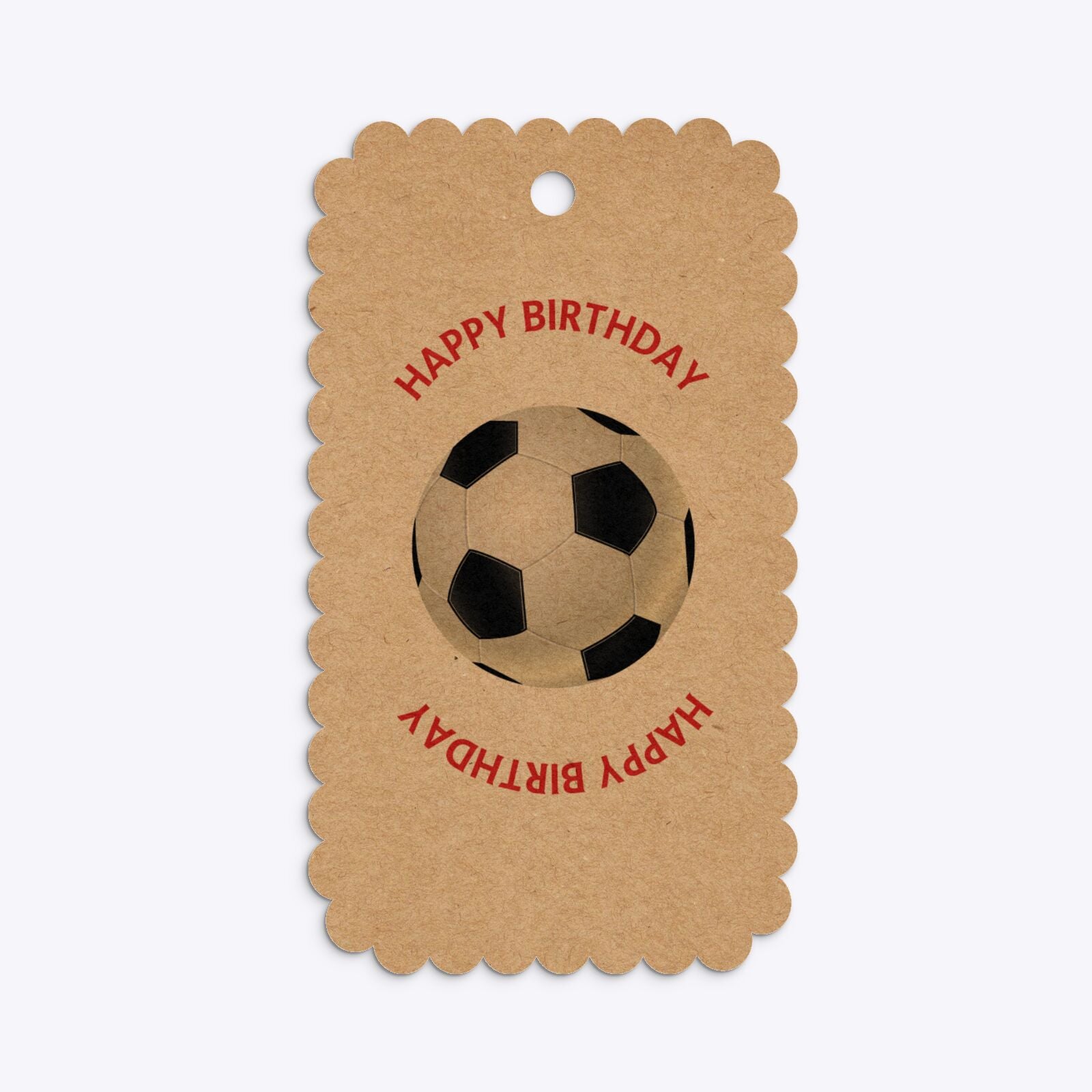 Red and Black Stripes Personalised Football Shirt Small Scalloped Kraft Gift Tag Back