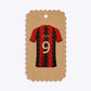 Red and Black Stripes Personalised Football Shirt Small Scalloped Kraft Gift Tag