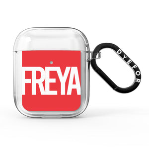 Red and White Chunky Name AirPods Case