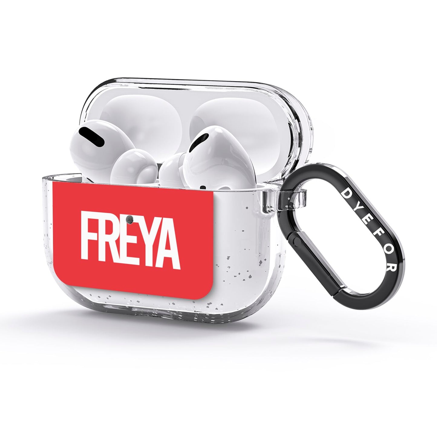 Red and White Chunky Name AirPods Glitter Case 3rd Gen Side Image