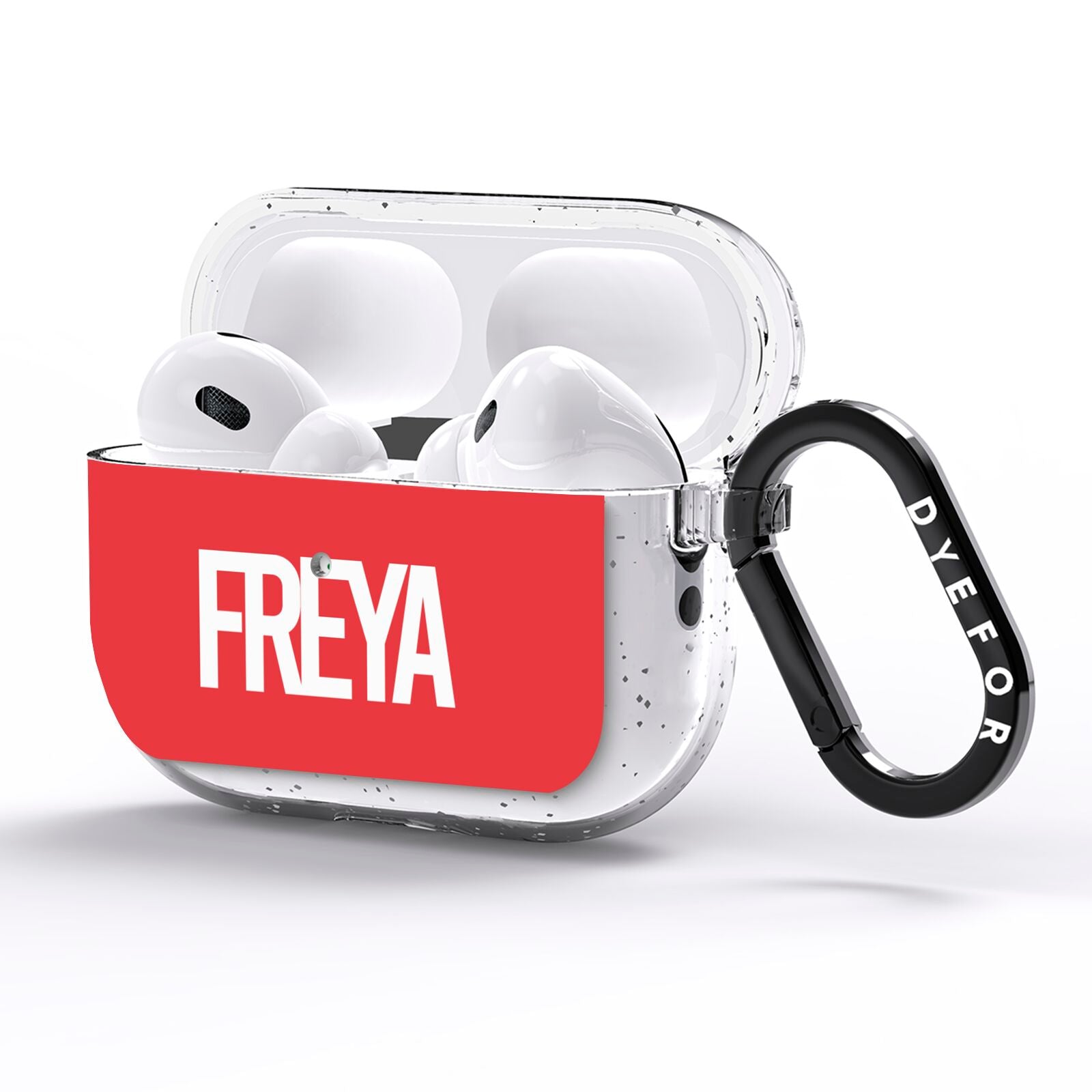 Red and White Chunky Name AirPods Pro Glitter Case Side Image