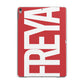 Red and White Chunky Name Apple iPad Grey Case