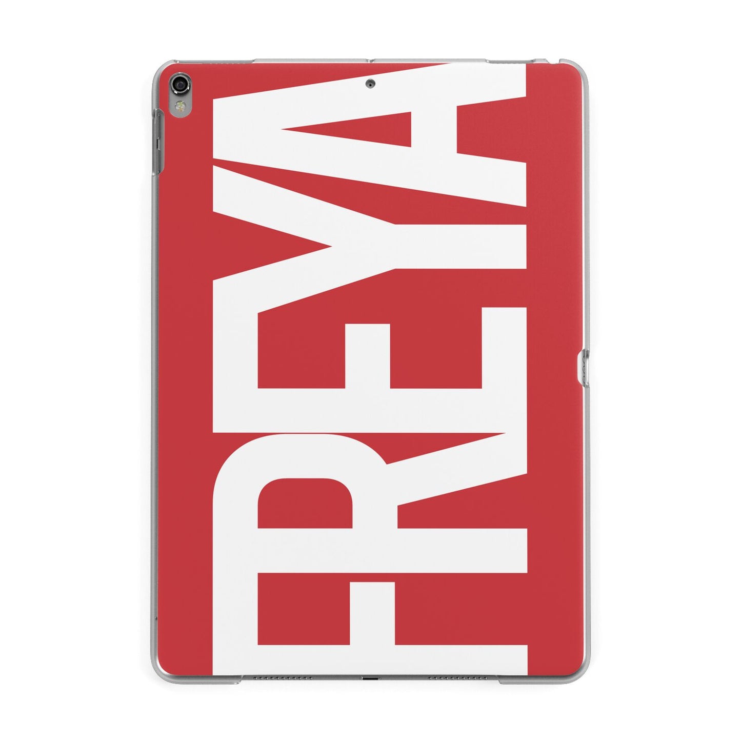 Red and White Chunky Name Apple iPad Grey Case