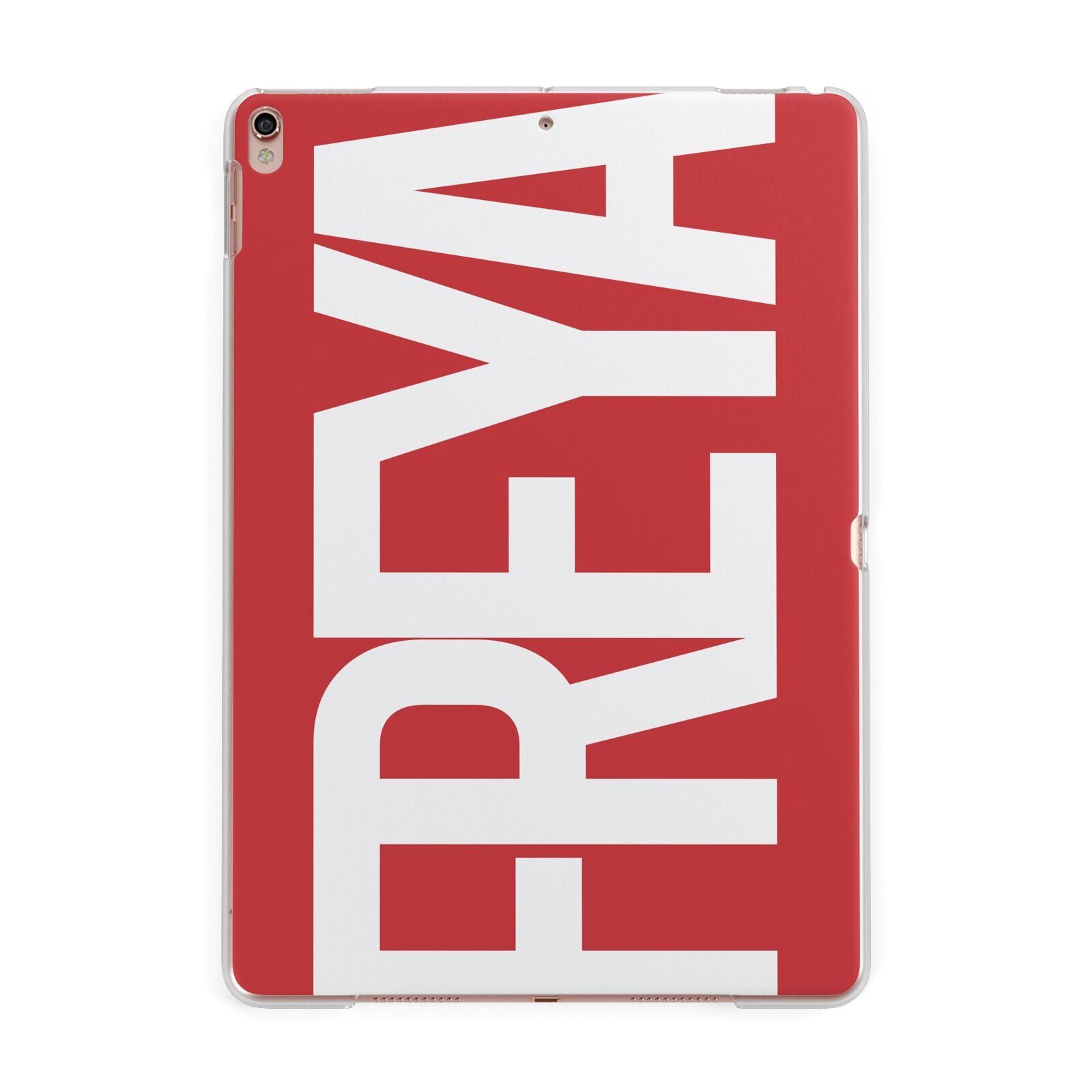 Red and White Chunky Name Apple iPad Rose Gold Case