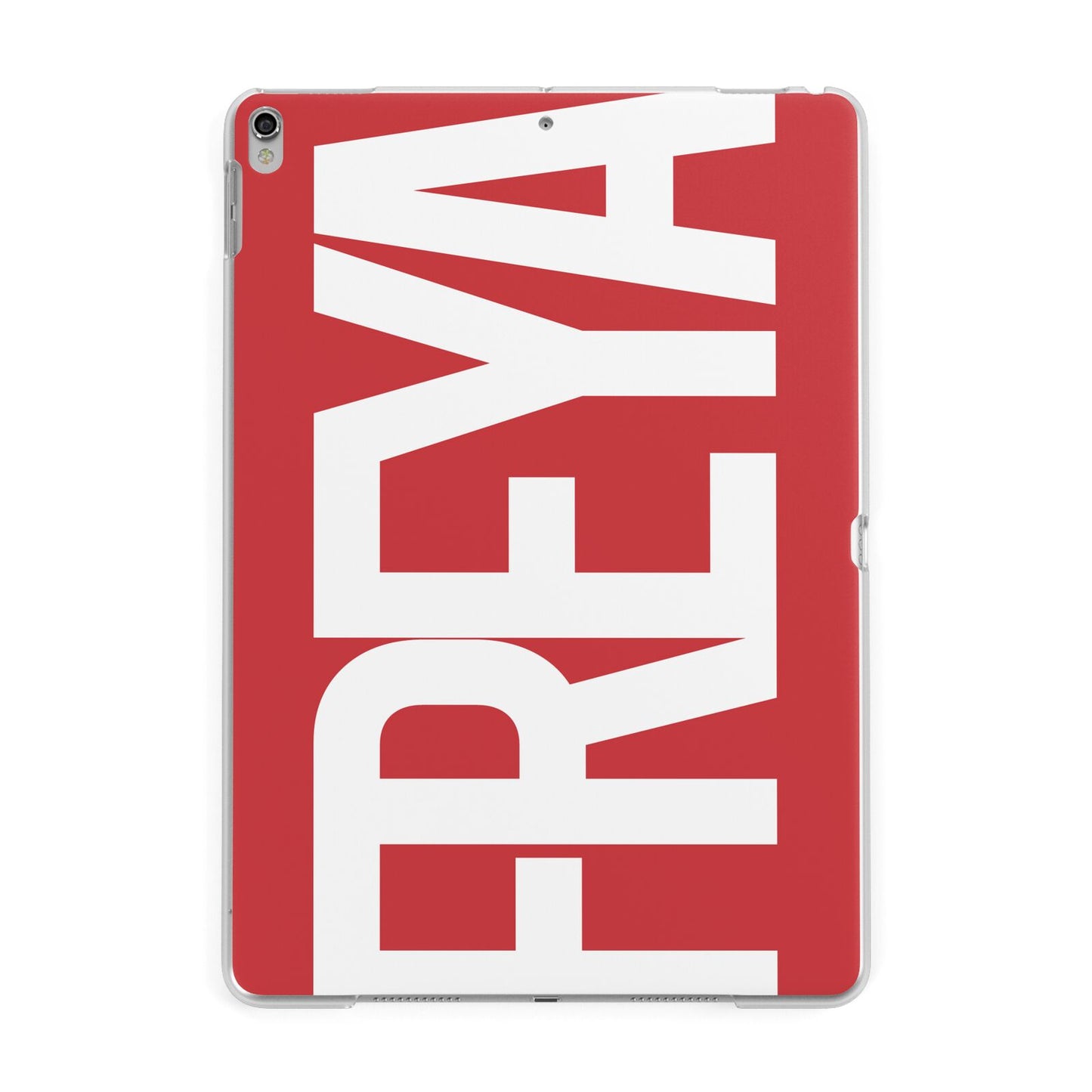 Red and White Chunky Name Apple iPad Silver Case