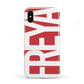 Red and White Chunky Name Apple iPhone XS 3D Tough