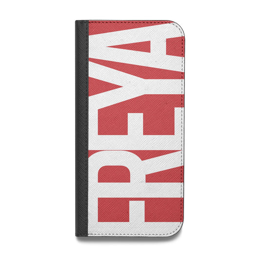 Red and White Chunky Name Vegan Leather Flip Samsung Case