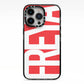 Red and White Chunky Name iPhone 13 Pro Black Impact Case on Silver phone