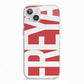 Red and White Chunky Name iPhone 13 TPU Impact Case with White Edges