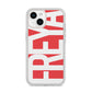 Red and White Chunky Name iPhone 14 Clear Tough Case Starlight