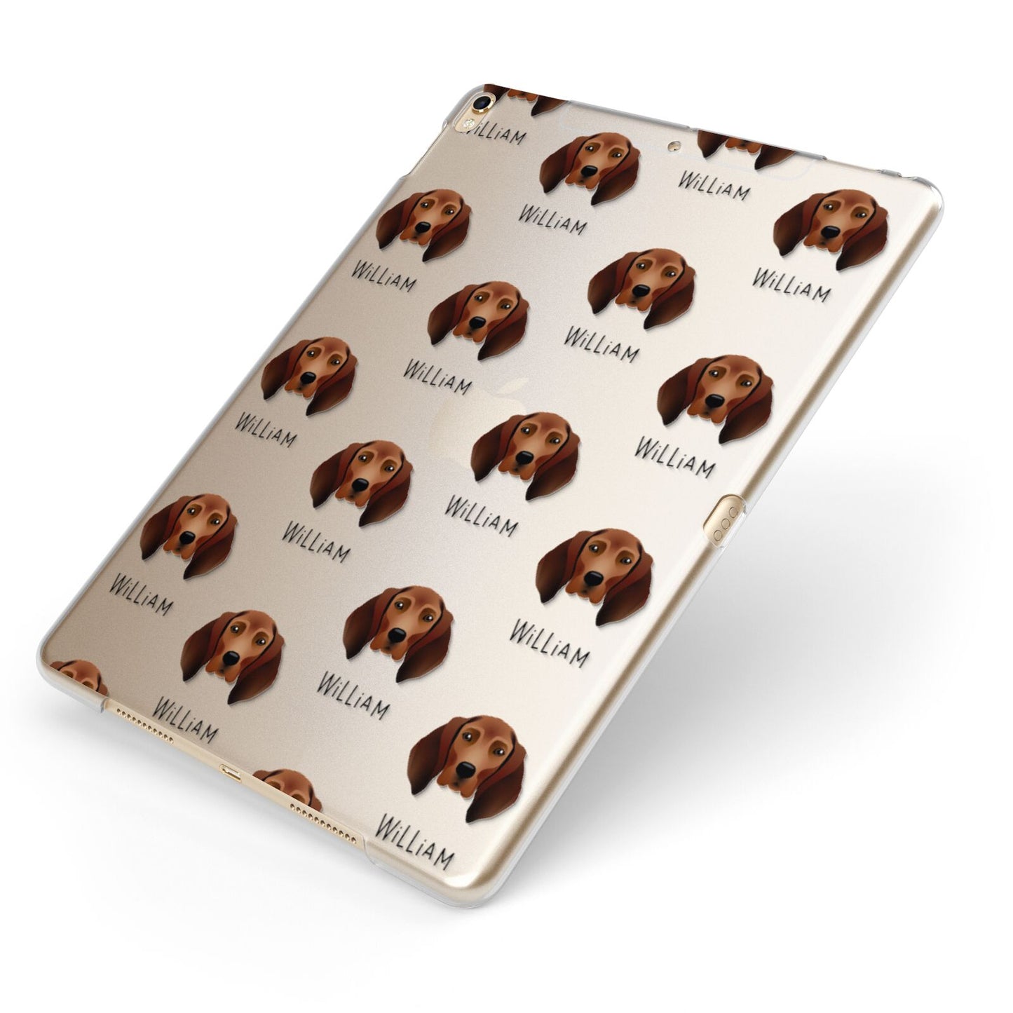Redbone Coonhound Icon with Name Apple iPad Case on Gold iPad Side View