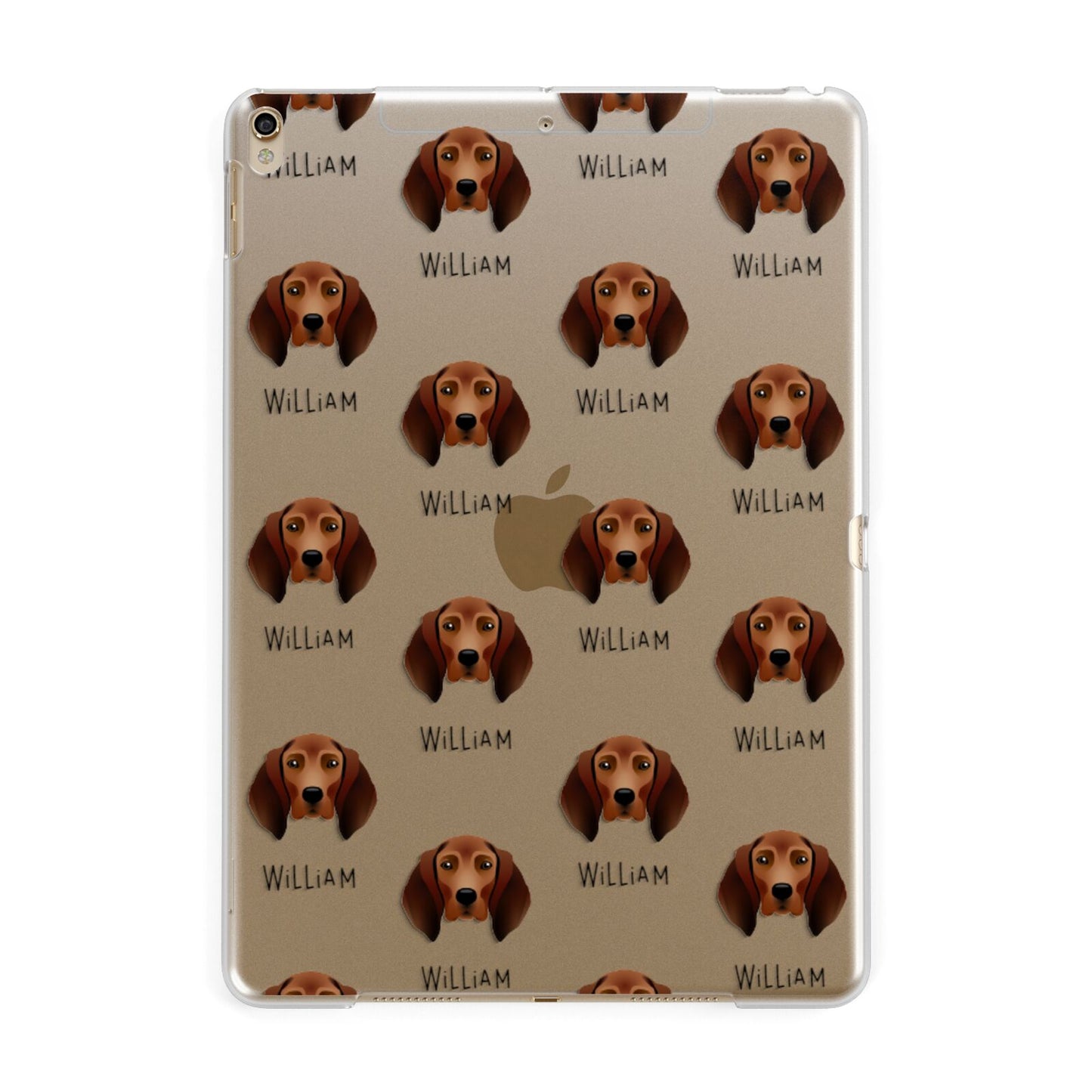 Redbone Coonhound Icon with Name Apple iPad Gold Case