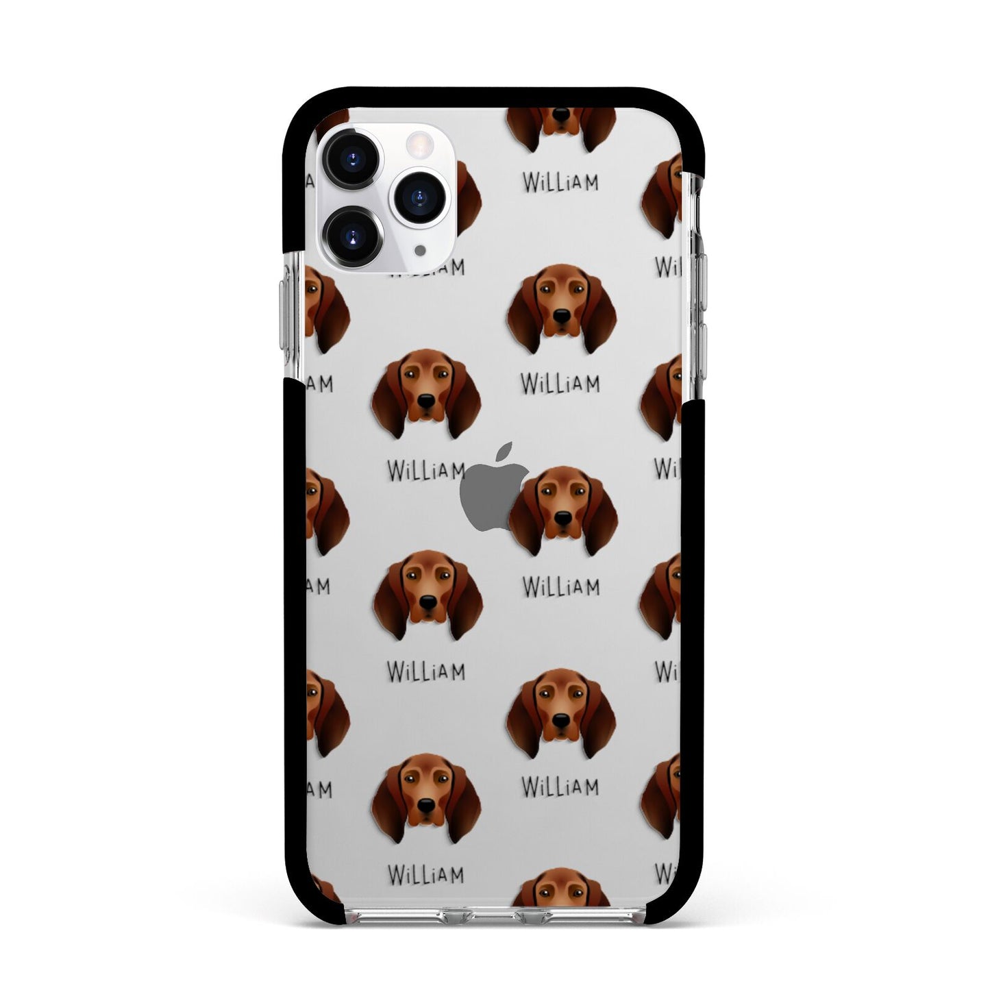 Redbone Coonhound Icon with Name Apple iPhone 11 Pro Max in Silver with Black Impact Case