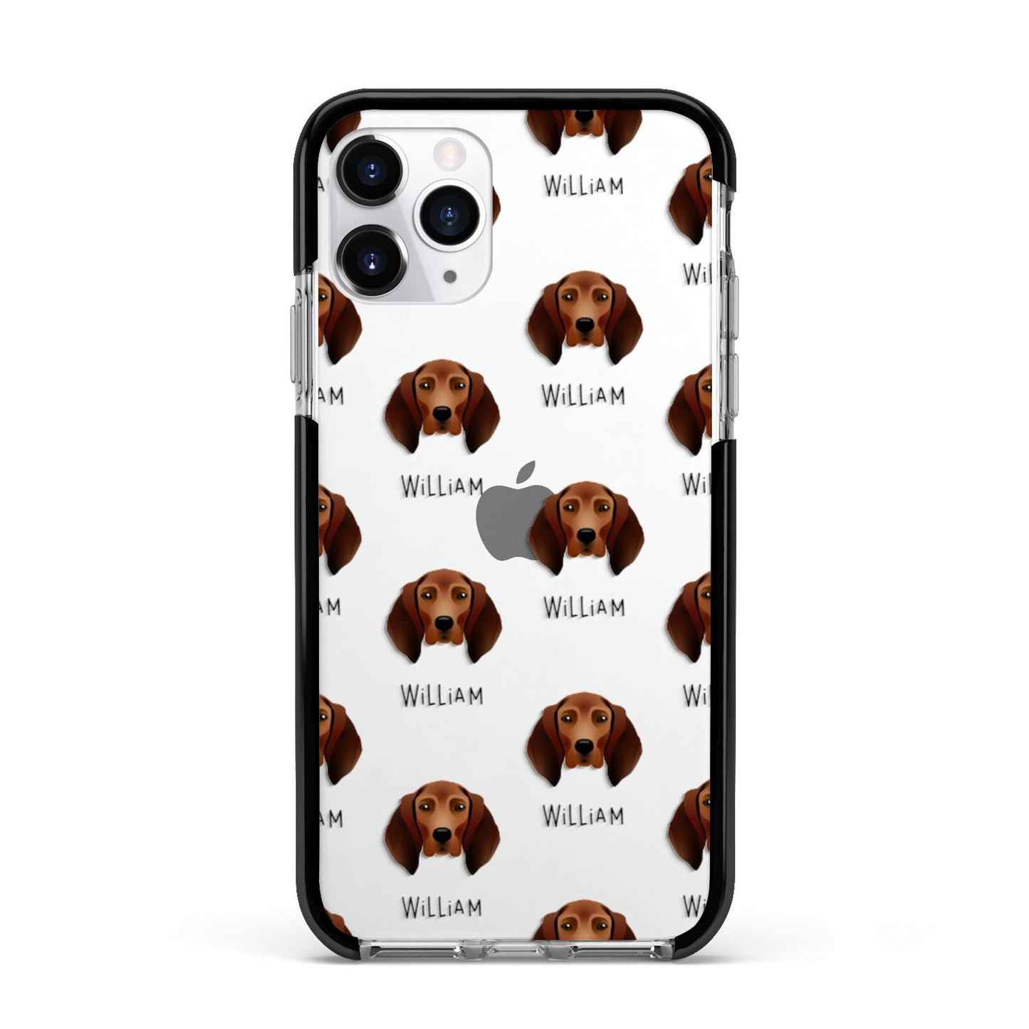 Redbone Coonhound Icon with Name Apple iPhone 11 Pro in Silver with Black Impact Case