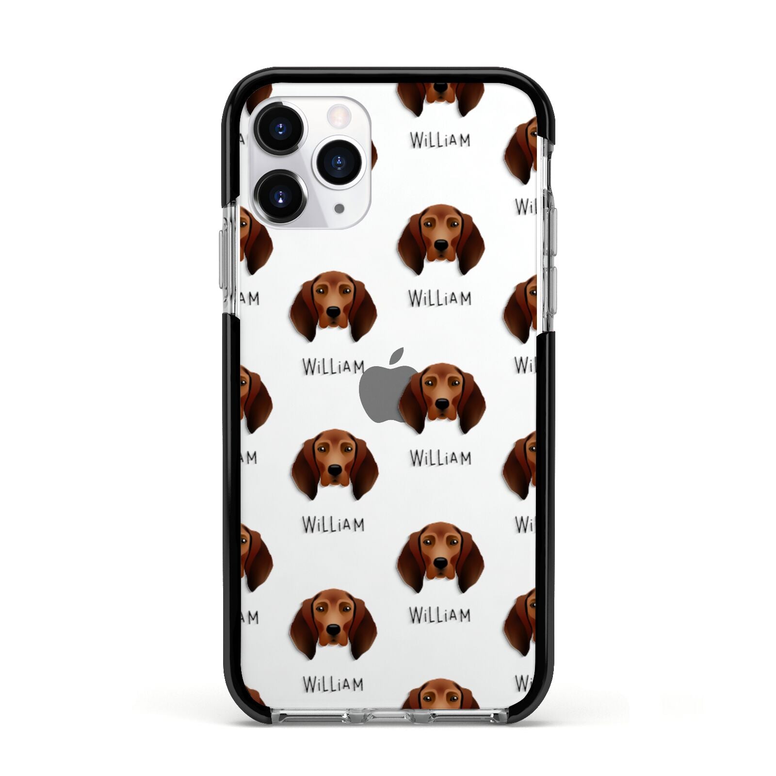 Redbone Coonhound Icon with Name Apple iPhone 11 Pro in Silver with Black Impact Case