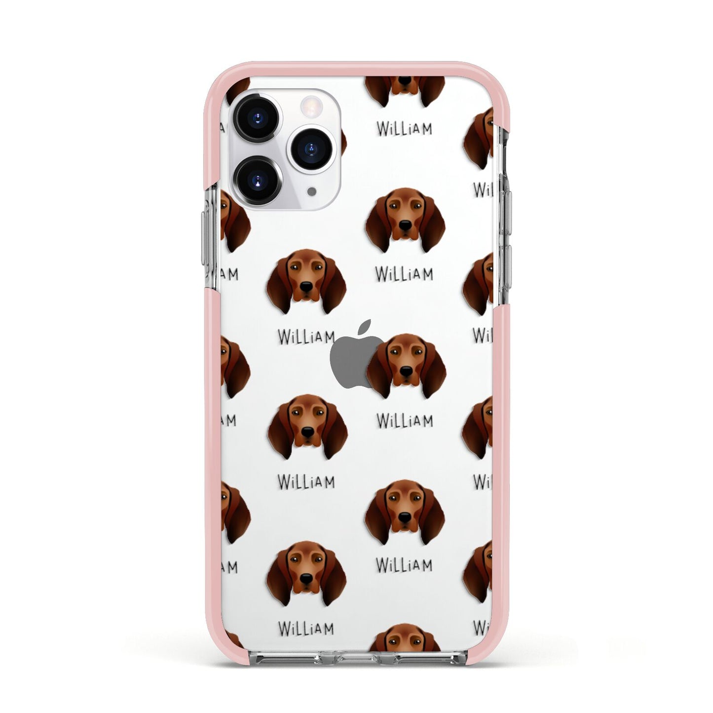 Redbone Coonhound Icon with Name Apple iPhone 11 Pro in Silver with Pink Impact Case