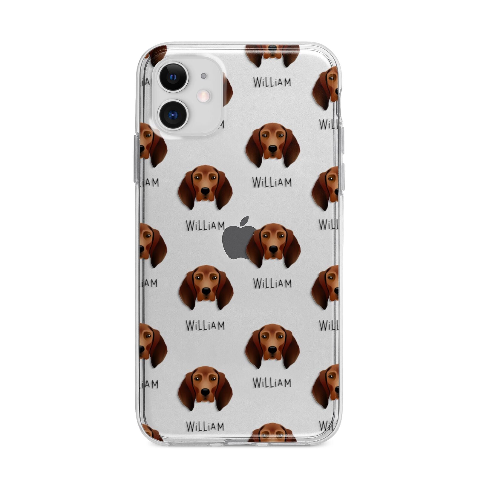 Redbone Coonhound Icon with Name Apple iPhone 11 in White with Bumper Case