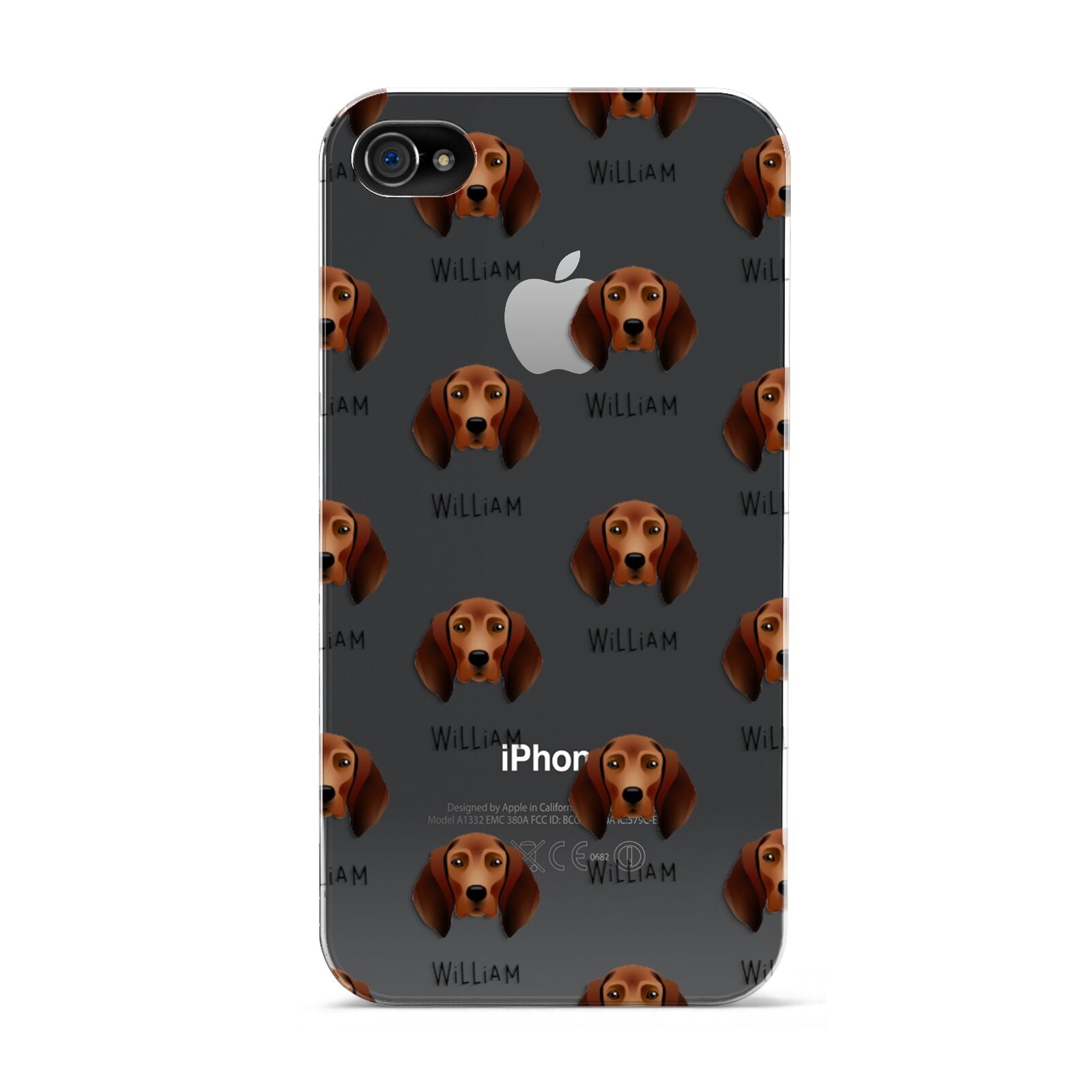 Redbone Coonhound Icon with Name Apple iPhone 4s Case