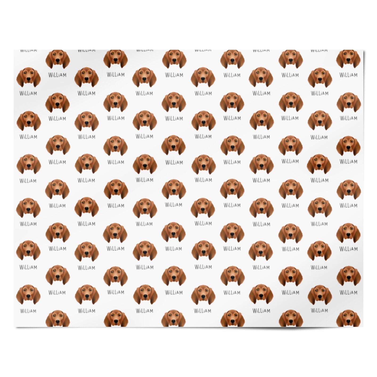 Redbone Coonhound Icon with Name Personalised Wrapping Paper Alternative