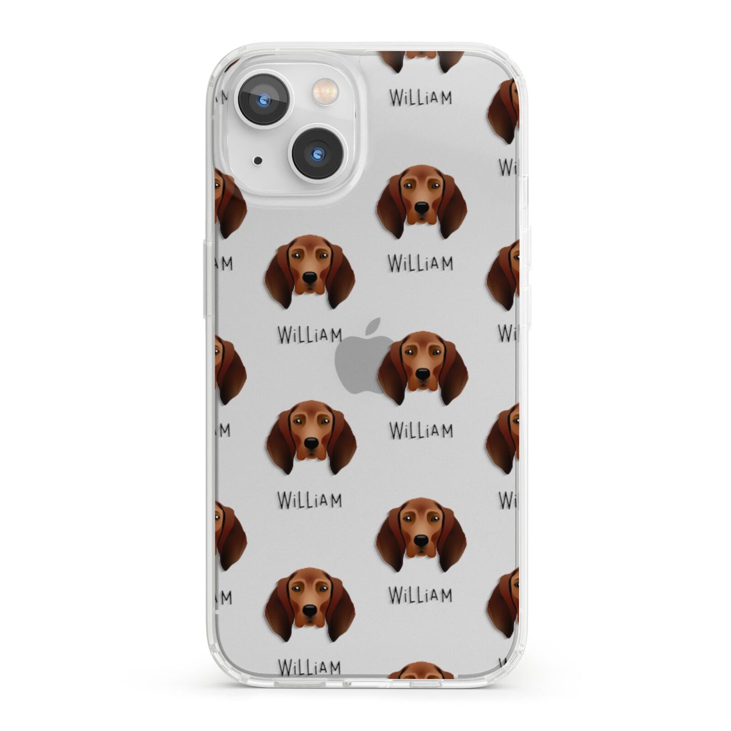 Redbone Coonhound Icon with Name iPhone 13 Clear Bumper Case