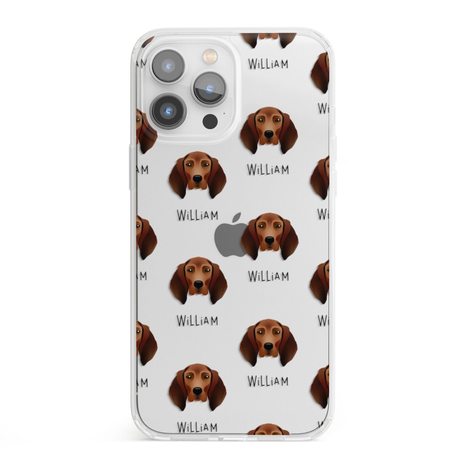 Redbone Coonhound Icon with Name iPhone 13 Pro Max Clear Bumper Case