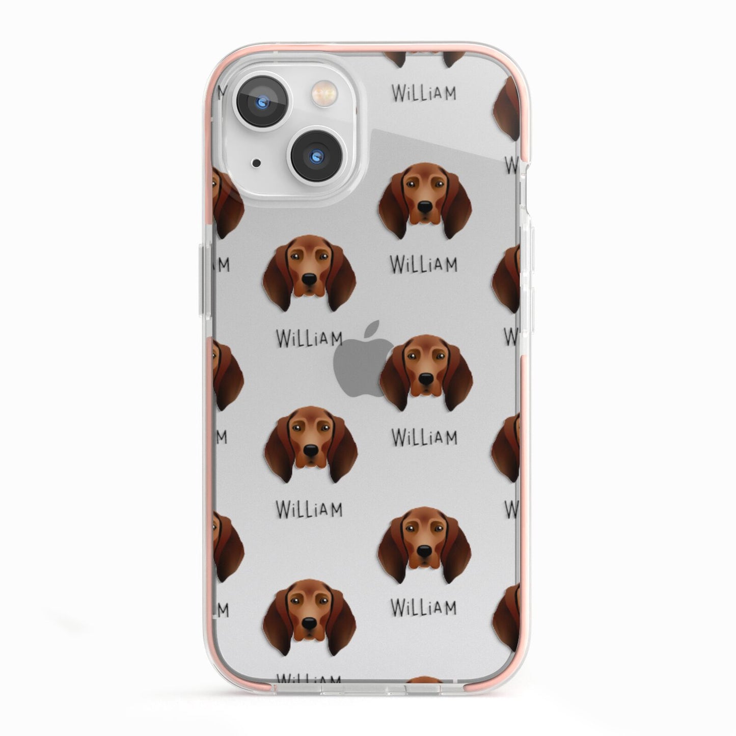 Redbone Coonhound Icon with Name iPhone 13 TPU Impact Case with Pink Edges
