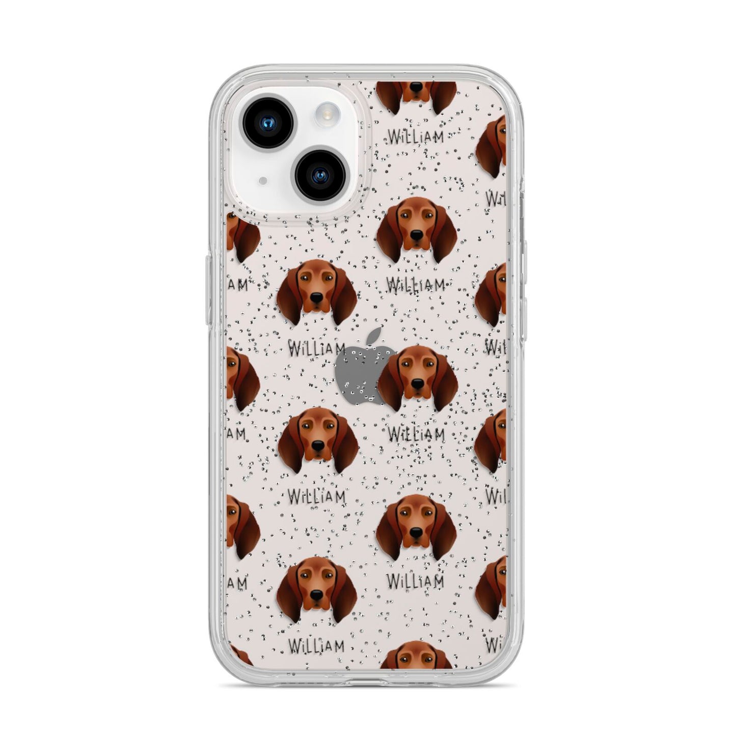 Redbone Coonhound Icon with Name iPhone 14 Glitter Tough Case Starlight