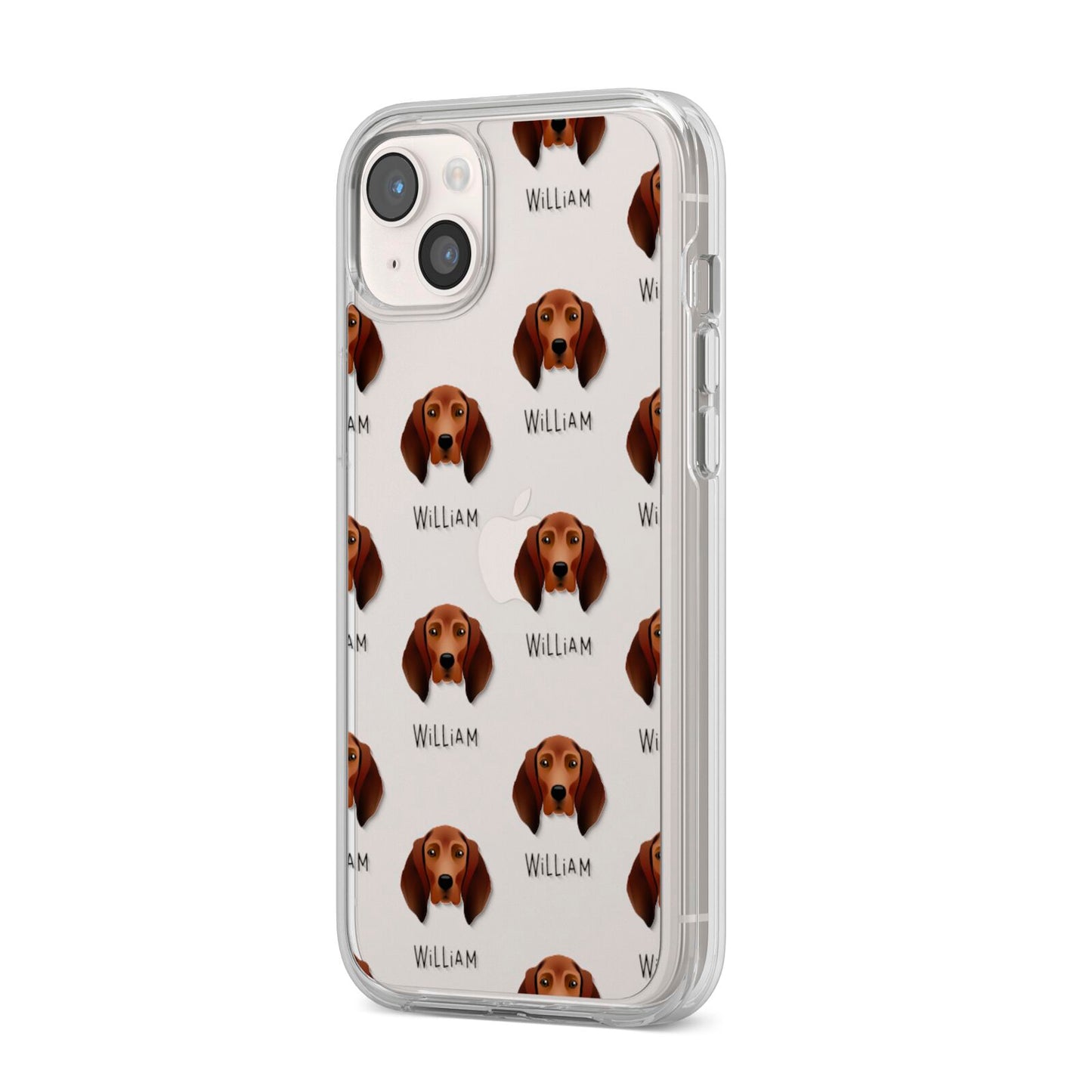 Redbone Coonhound Icon with Name iPhone 14 Plus Clear Tough Case Starlight Angled Image