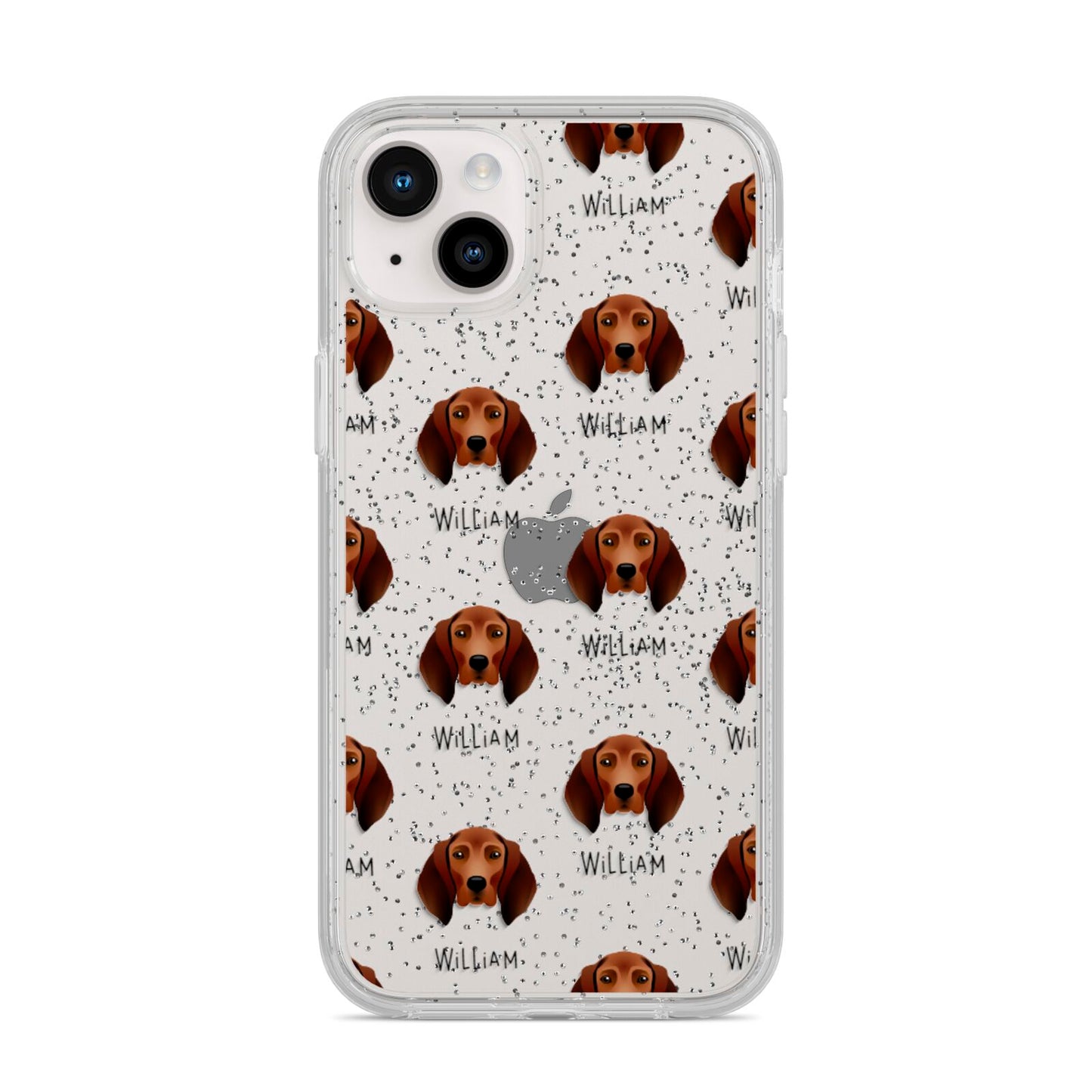 Redbone Coonhound Icon with Name iPhone 14 Plus Glitter Tough Case Starlight