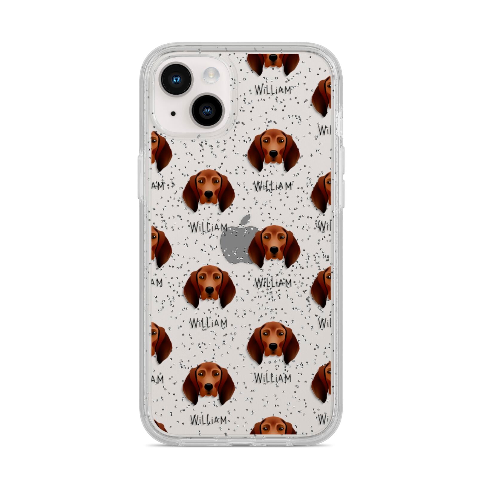 Redbone Coonhound Icon with Name iPhone 14 Plus Glitter Tough Case Starlight
