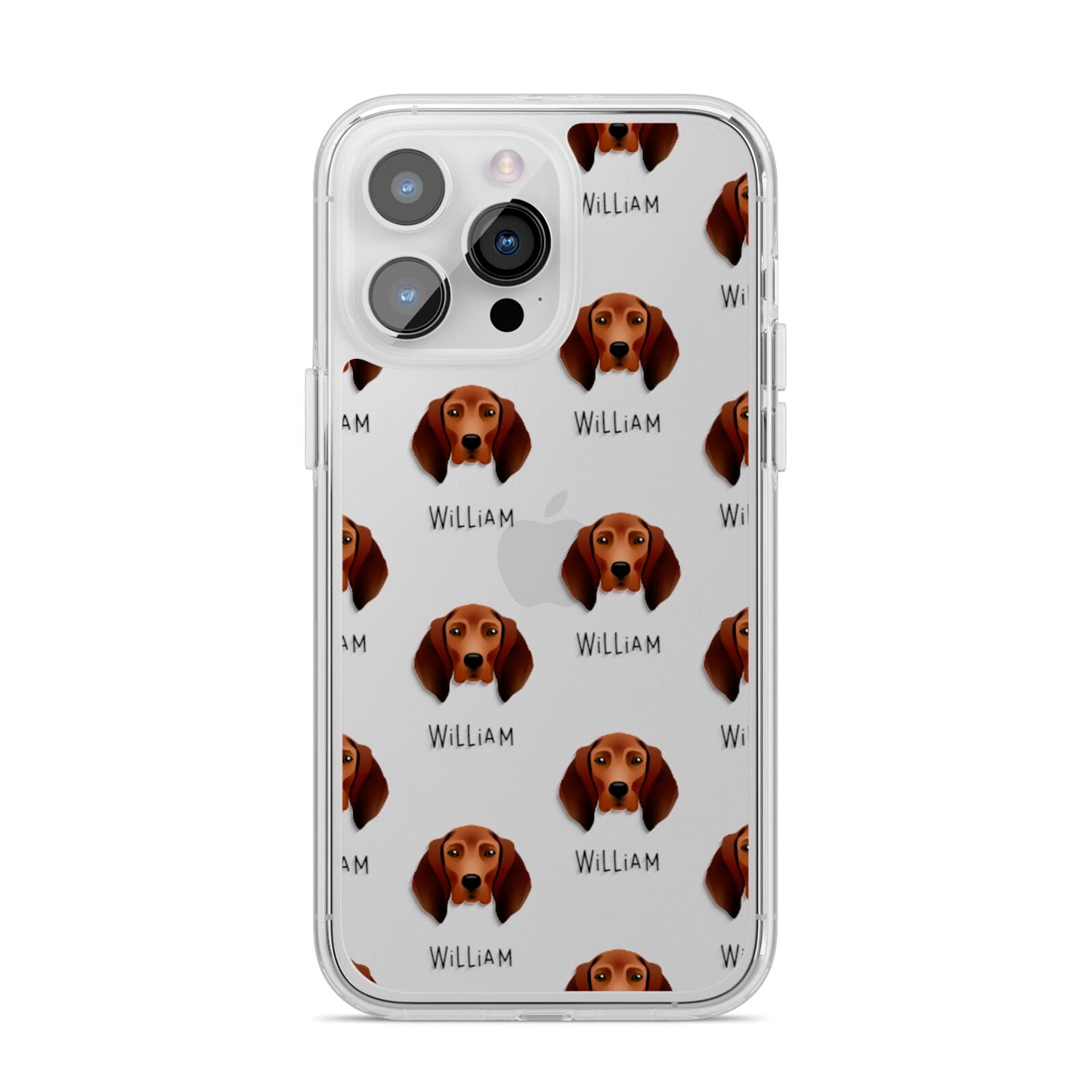 Redbone Coonhound Icon with Name iPhone 14 Pro Max Clear Tough Case Silver