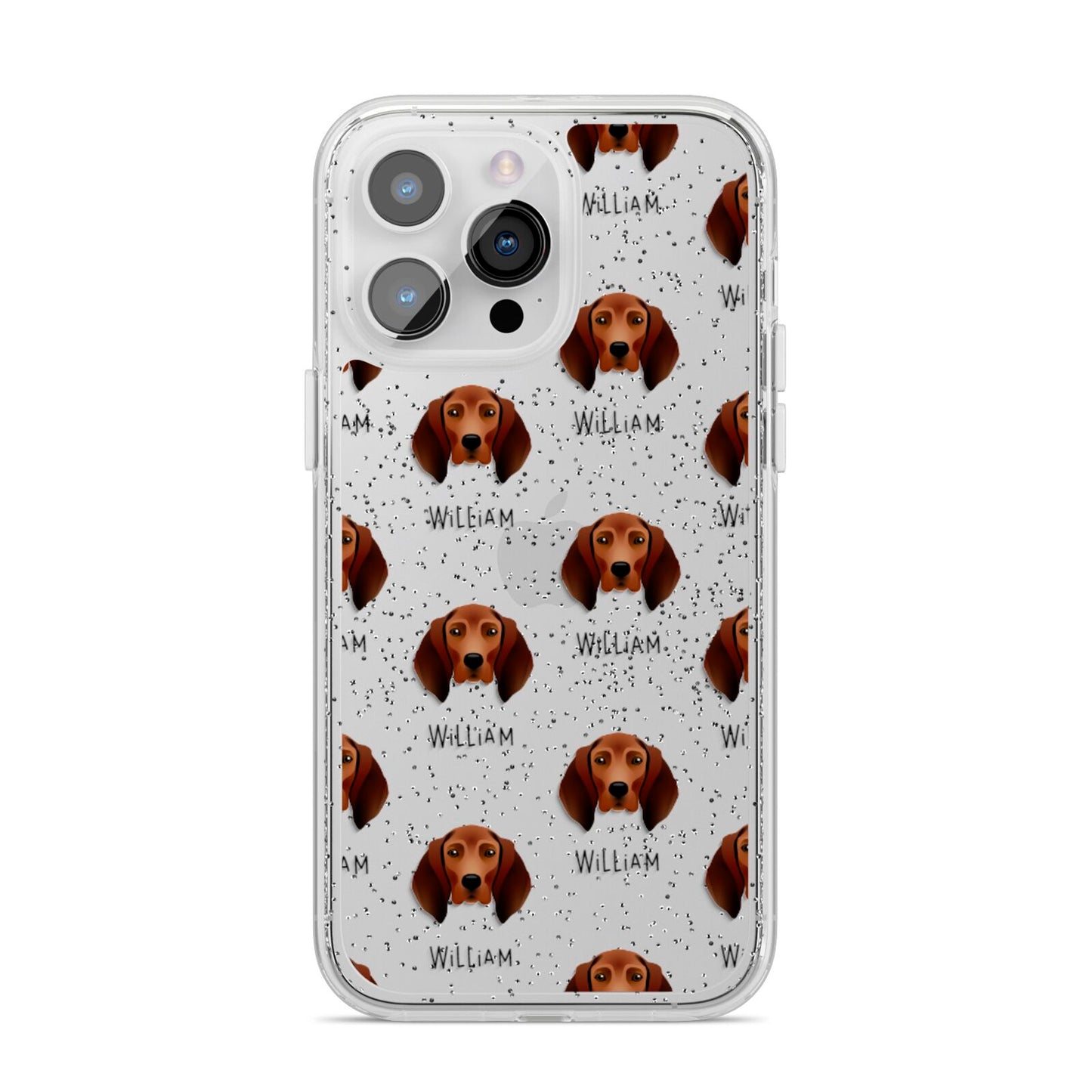 Redbone Coonhound Icon with Name iPhone 14 Pro Max Glitter Tough Case Silver