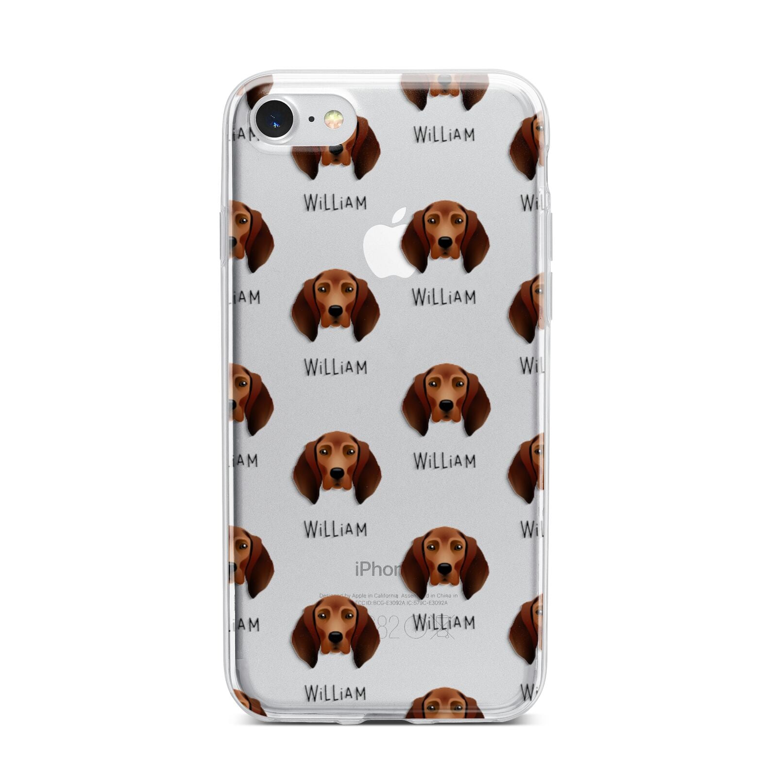 Redbone Coonhound Icon with Name iPhone 7 Bumper Case on Silver iPhone