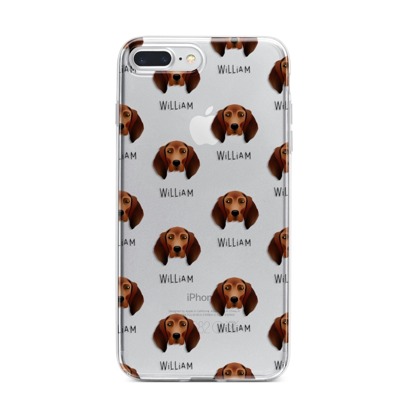 Redbone Coonhound Icon with Name iPhone 7 Plus Bumper Case on Silver iPhone