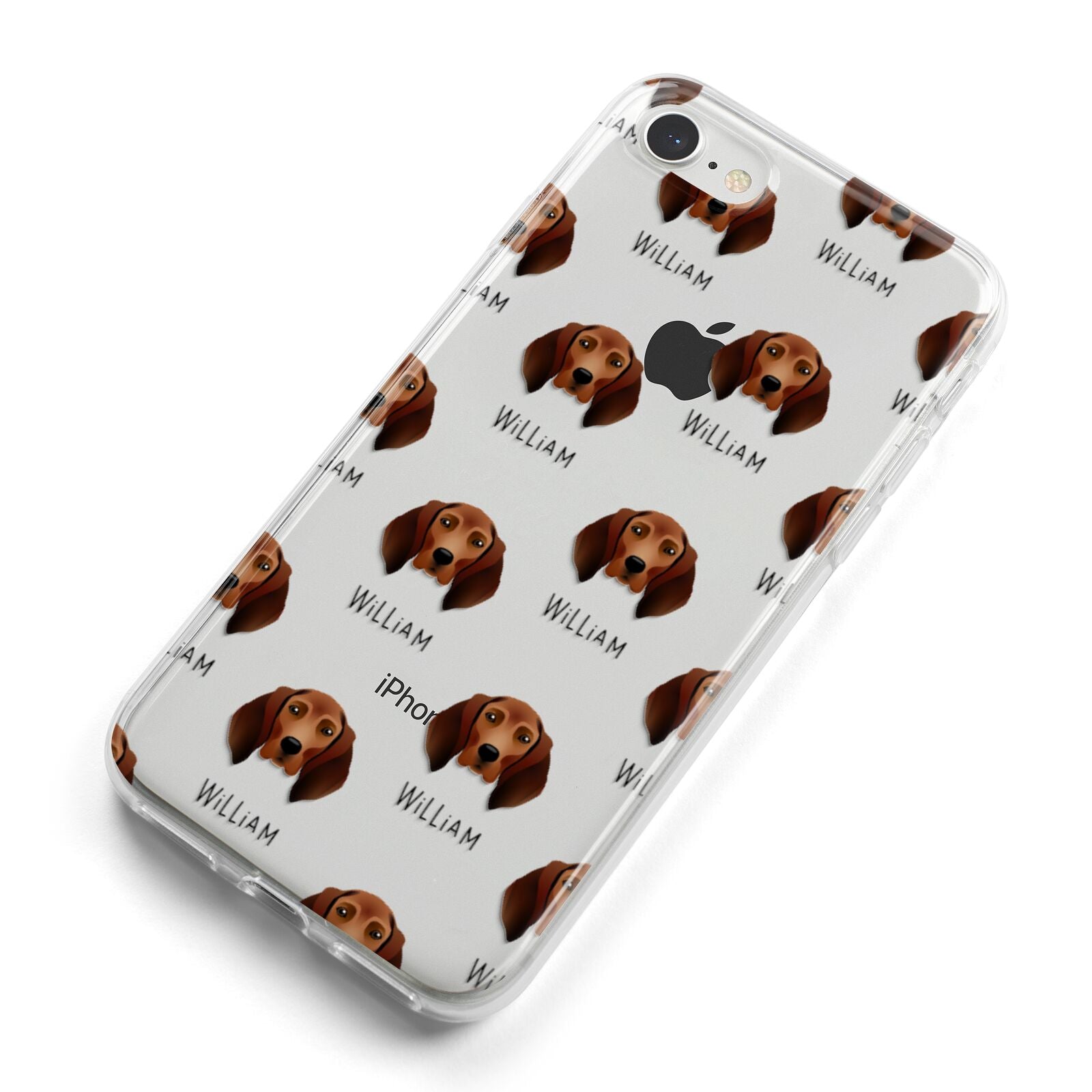 Redbone Coonhound Icon with Name iPhone 8 Bumper Case on Silver iPhone Alternative Image