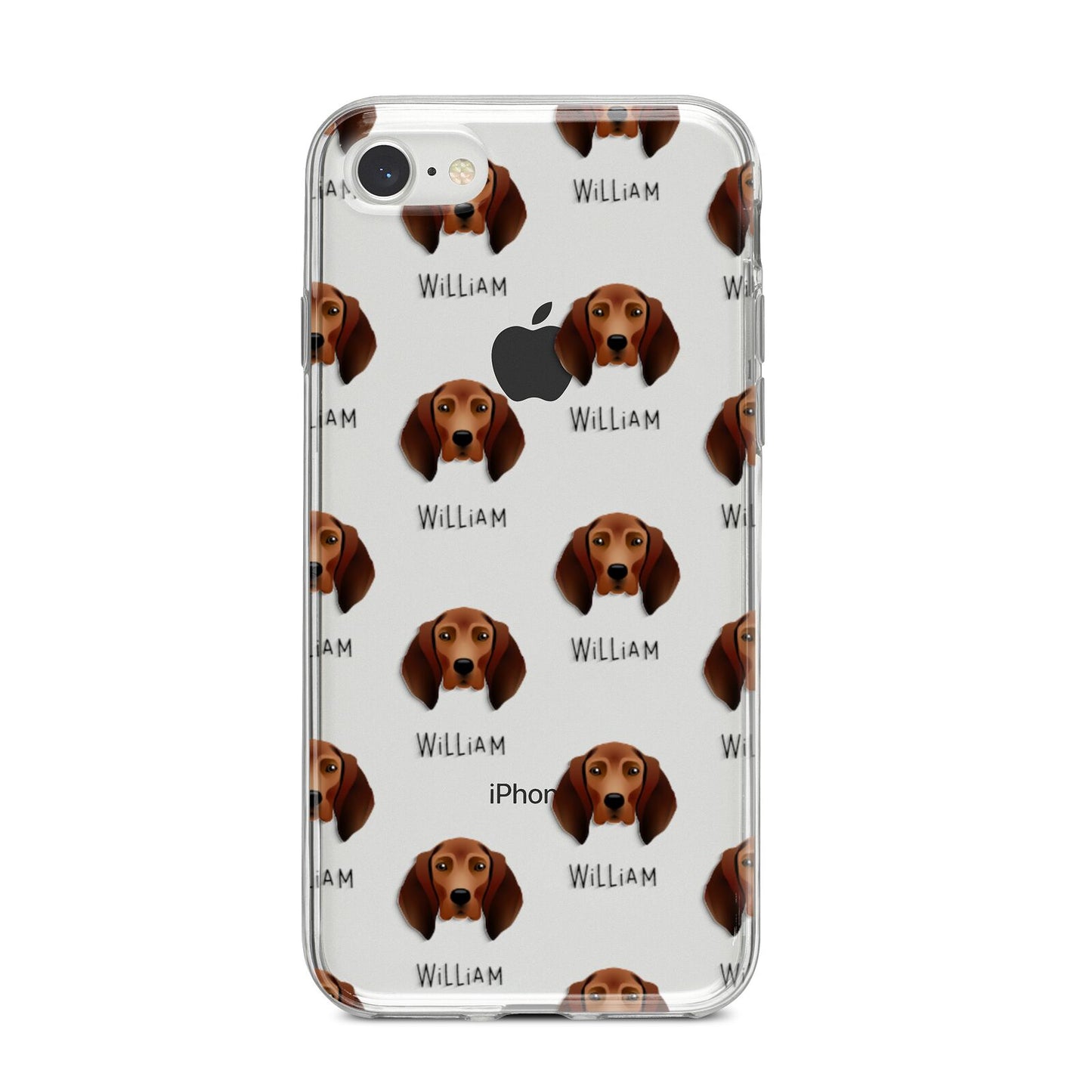 Redbone Coonhound Icon with Name iPhone 8 Bumper Case on Silver iPhone