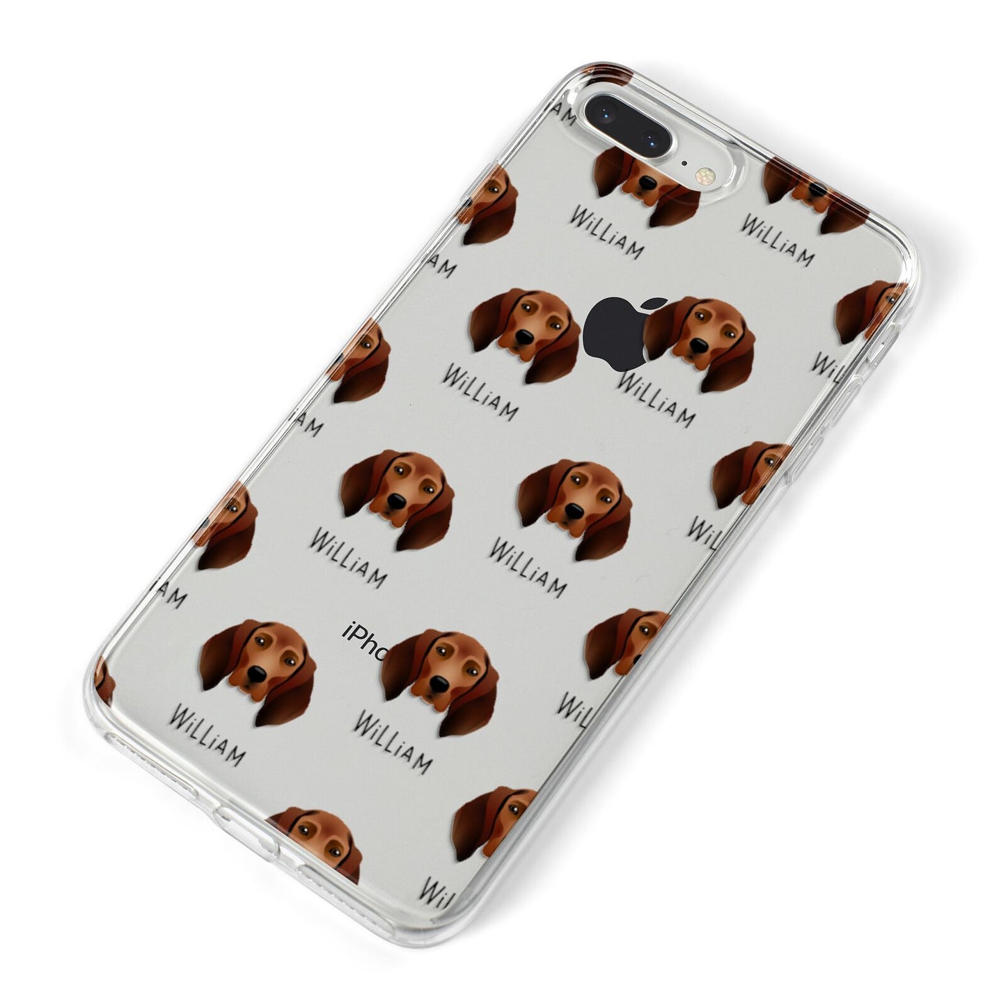 Redbone Coonhound Icon with Name iPhone 8 Plus Bumper Case on Silver iPhone Alternative Image